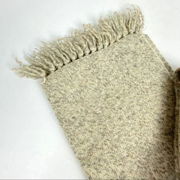 Vintage Wool Scarf Knit With Fringe Marled Neck Wrap Thick Weave Grunge 1980’s - Picture 3 of 3